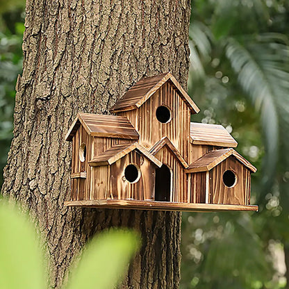 Wooden Bird Nest, Creative Pastoral Outdoor Parrot Bird Nest, Villa Style Bird Feeder Wooden Nests Box Garden Patio Decorative