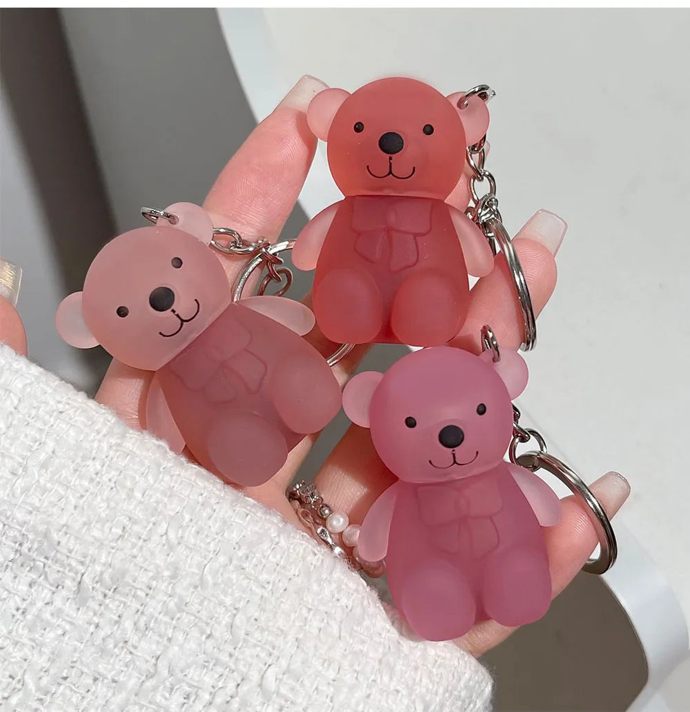 Cute Bear Keychain Lip Mud Matte Velvet Mousse Grey Pink Lipstick Waterproof Long Lasting Non-Stick Cup LipGloss Korean Cosmetic