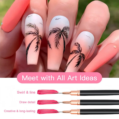 5pcs Professional Nail Art Liners Striping Brushes Tool Ultra-thin Line Detail Drawing Painting Brushes Manicure Pen Tools