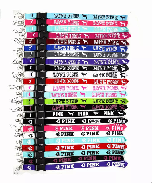 LOVE PINK Cellphone lanyard Straps Clothing Keys Chain ID cards Holder Detachable Buckle  Lanyards H005