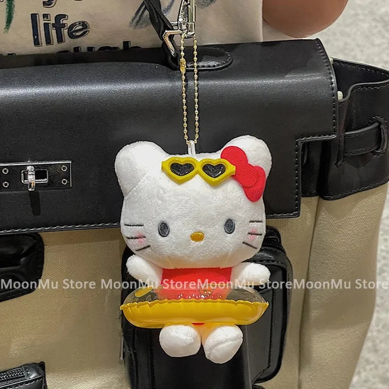 Sanrio Hello Kitty Plush Doll Keychain Pendant Cartoon Kt Cat Stuffed Plushies Key Ring Bag Accessories Girls Gift Kids Toys