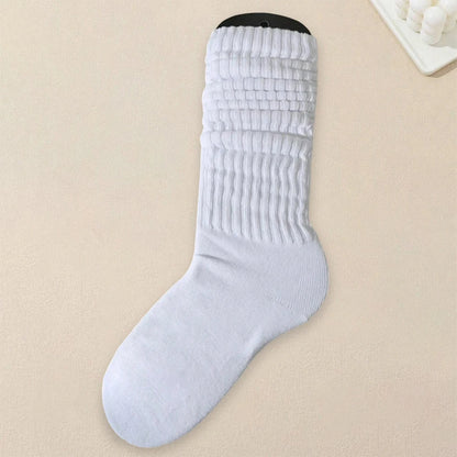 3 Pairs Women White Stacked Socks Simple Fashionable Versatile Socks Antibacterial Comfortable Lightweight Soft Mid Length Socks