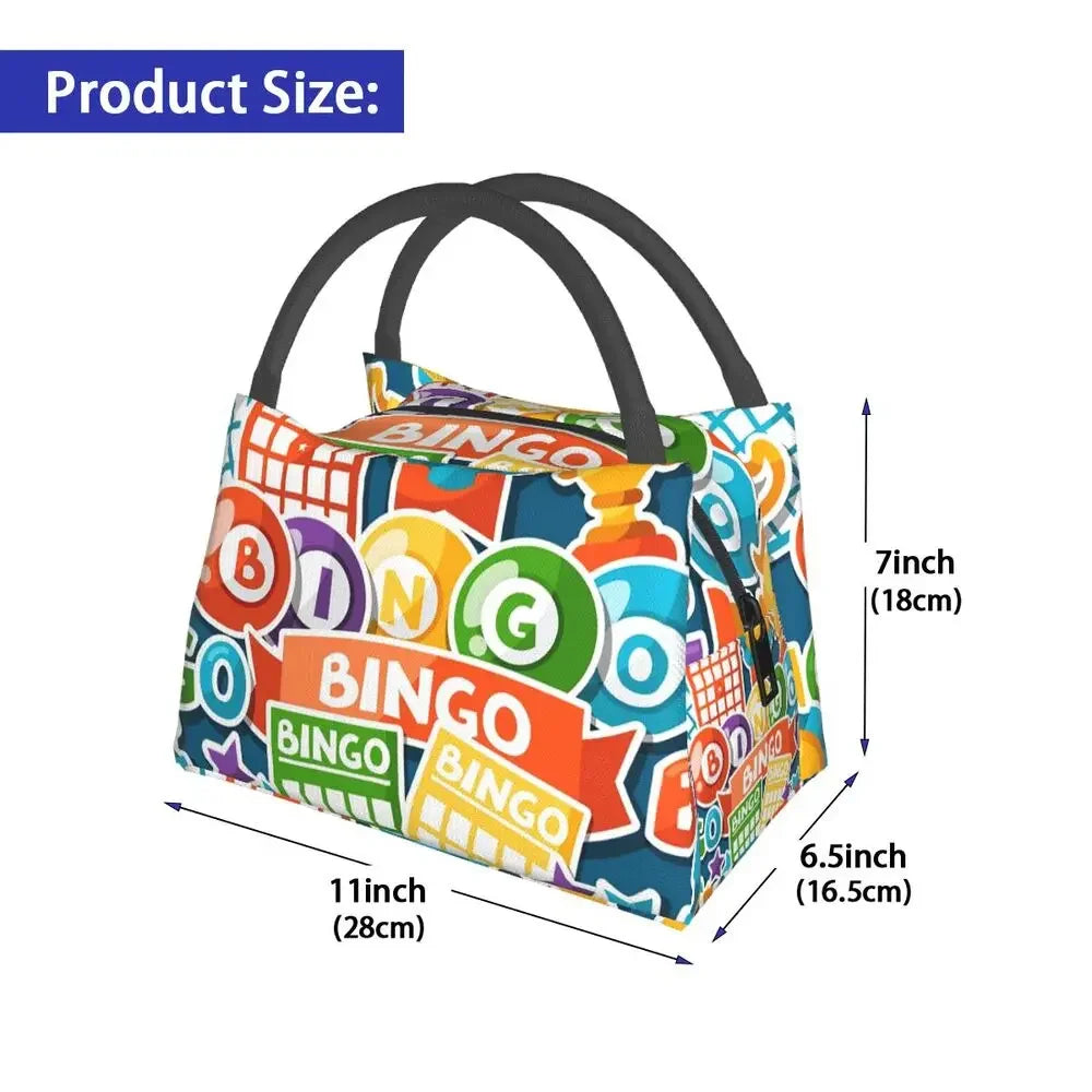 I Love Bingo Game Insulated Lunch Bags for School Office Waterproof Cooler Thermal Lunch Box Women lunchbag