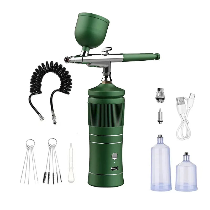 Rechargeable Airbrush Compressor Kit Air Brush Sprayer Gun Water Oxygen Deep Hydrating Machine for Nail Art Tattoo Cake Makeup