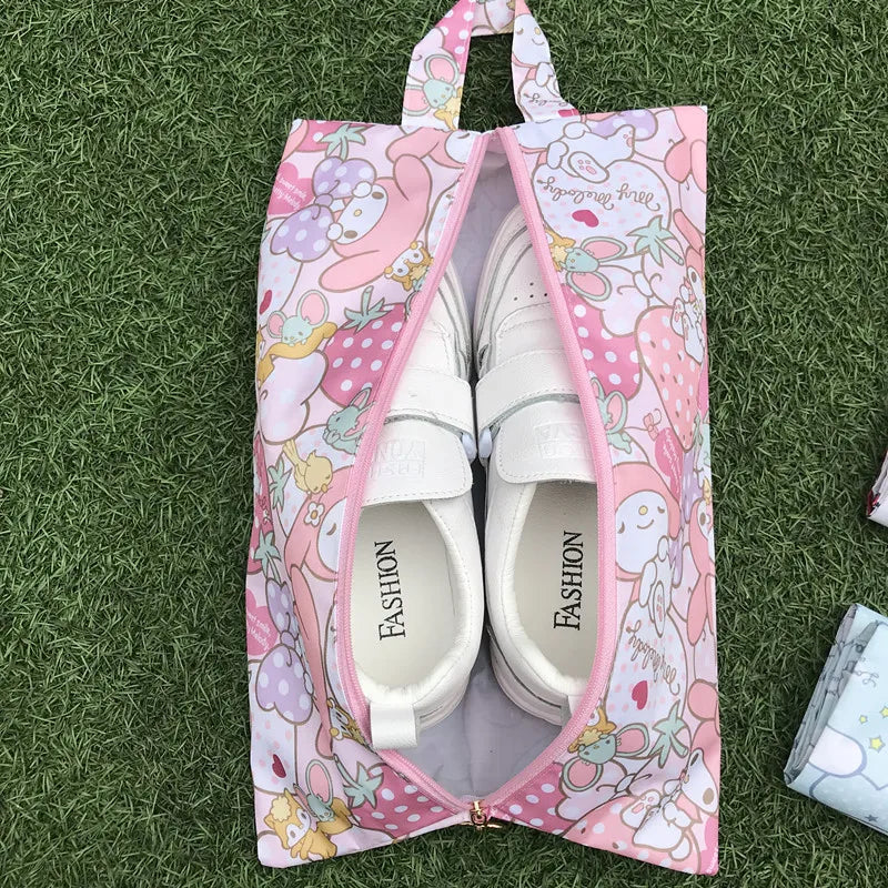 Sanrio Hello Kitty Storage Bag Shoe Bag Cartoon My Melody Cinnamoroll Waterproof Shoe Towel Clothing Storage Shoe Bag