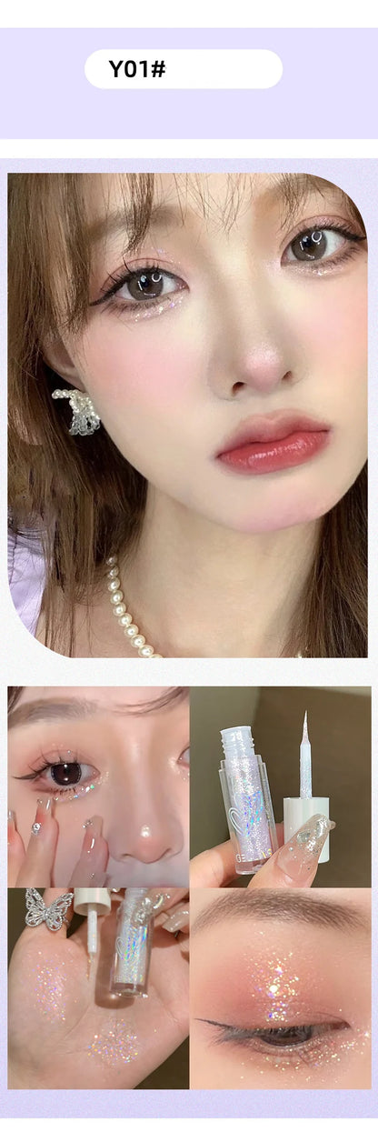 Liquid Glitter Eyeshadow Diamond Shiny Silver Eye Liners Waterproof Flash Sequins Gel Lying Silkworm Brightening Makeup Tools