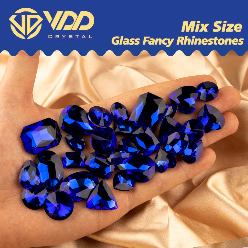 VDD Mix Size Shape Glass Fancy Rhinestones Crystal Pointback Strass Glitter Shiny 3D Stones For Nail Art DIY Crafts Decorations