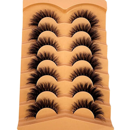 New 7 Pairs Lashes 3D Mink Fluffy Eyelashes Short Lasting Thick Wispy Natural Lashes Dramatic Volume Lashes Extension Thick Long