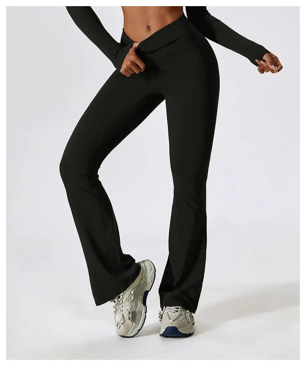 Women's Yoga Flared Pants High -Waist Tight Pants, Sports Pants, Gym Running, Breathable Yoga Pants