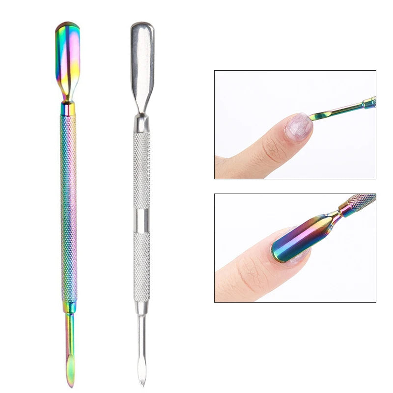 Stainless Steel Cuticle Pusher, Double-Ended Manicure Tools, Dead Skin Remover, Pedicure Care, 1Pc