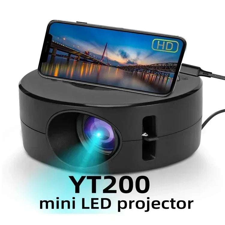 YT200 Smart Projector LED HD TV Video Projetor for 4K 1500 Lumens Android Same Screen Home Cinema Outdoor Portable Projetor