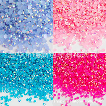 Factory Direct Sales Flats Bottom Resin Diamond Nail Art Diamond Colorful DIY Jelly AB 14 Faceted Fujisaki Diamond Mobile Pho...