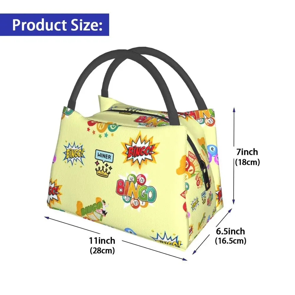 I Love Bingo Game Insulated Lunch Bags for School Office Waterproof Cooler Thermal Lunch Box Women lunchbag