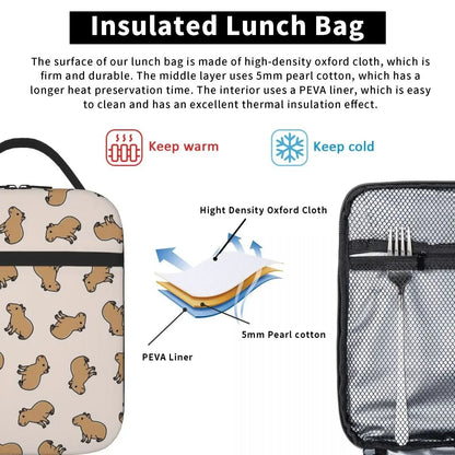 Capybara Insulated Lunch Bags Waterproof Picnic Bags Thermal Cooler Lunch Box Lunch Tote for Woman Work Children School