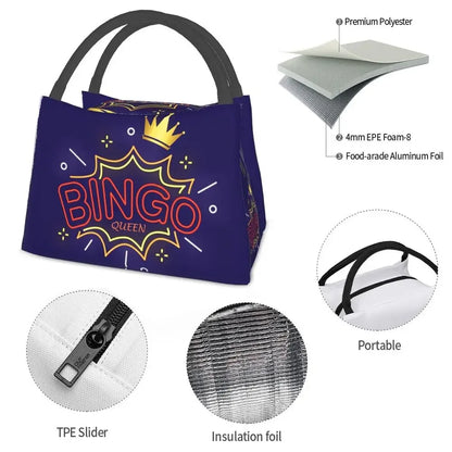 I Love Bingo Game Insulated Lunch Bags for School Office Waterproof Cooler Thermal Lunch Box Women lunchbag