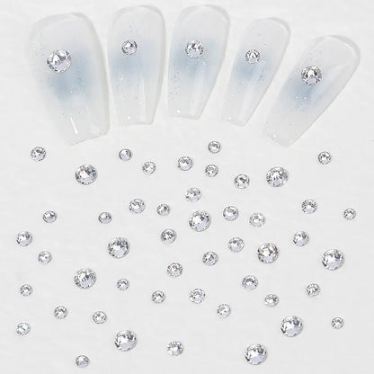 12 Grids Multi Sizes Nail Rhinestones Set Crystal AB Clear Gems with Crystal Pen Clips for DIY Nail Art Decorations