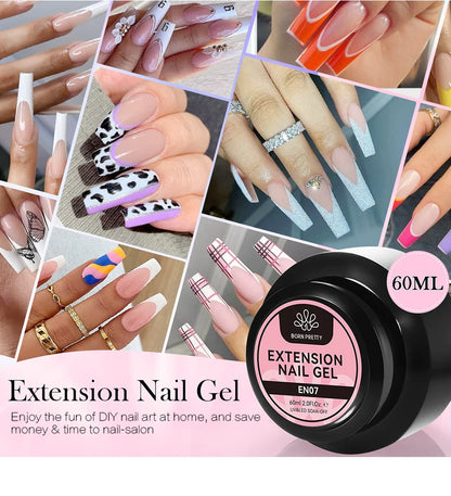 BORN PRETTY 60/30ml Hard Jelly Extension Nail Gel Polish French Nails Nude Pink White Clear Nail Supplies Gel for extension