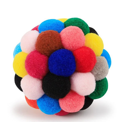 Cat Toys Cat Plush Ball Toy Pet Elastic Bell Ball Self Hi Ball Playing Cat Colorful  Woolen ball