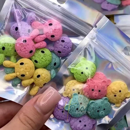 10PCS Cute Dopamine Wearing Resin Cartoon Rabbit Handmade Bear Kawaii Accessories Manicure Tool Acrylic Press On Nails