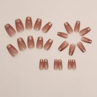 24 PCs Short French Minimalist Nails with 1 Jelly and 1 Nail File