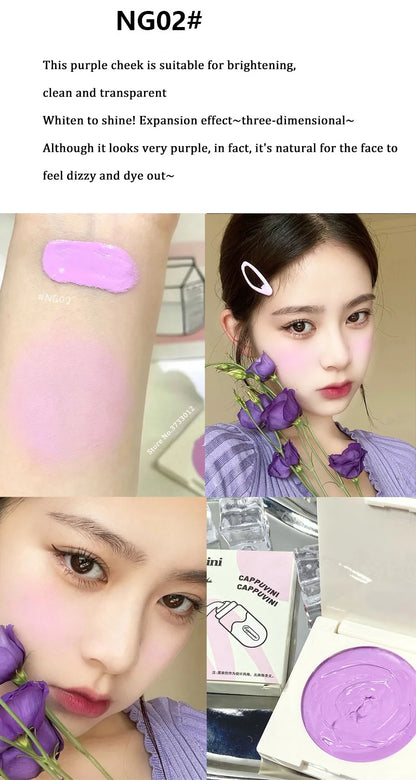 Peach Pink Creamy Blush Cheek Rouge Contouring Brighten Skin Tone Waterproof Multi-purpose Eyeshadow Blusher Girl Feeling Makeup