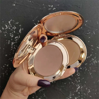 Contour Palette with Mirror Shadow Powder Bronzer Three-Dimensional Nose Shadow Repair Powder Facial Concealer Cosmetics Makeup