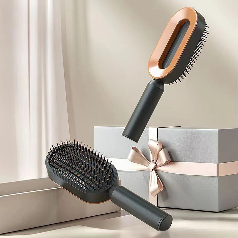 Self Cleaning Hairbrush Women Hair Brush One-key Cleaning Hair Loss Airbag Scalp Massage Comb Anti-Static Hairbrush