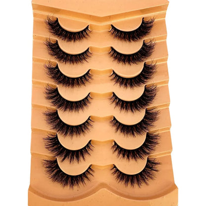 New 7 Pairs Lashes 3D Mink Fluffy Eyelashes Short Lasting Thick Wispy Natural Lashes Dramatic Volume Lashes Extension Thick Long