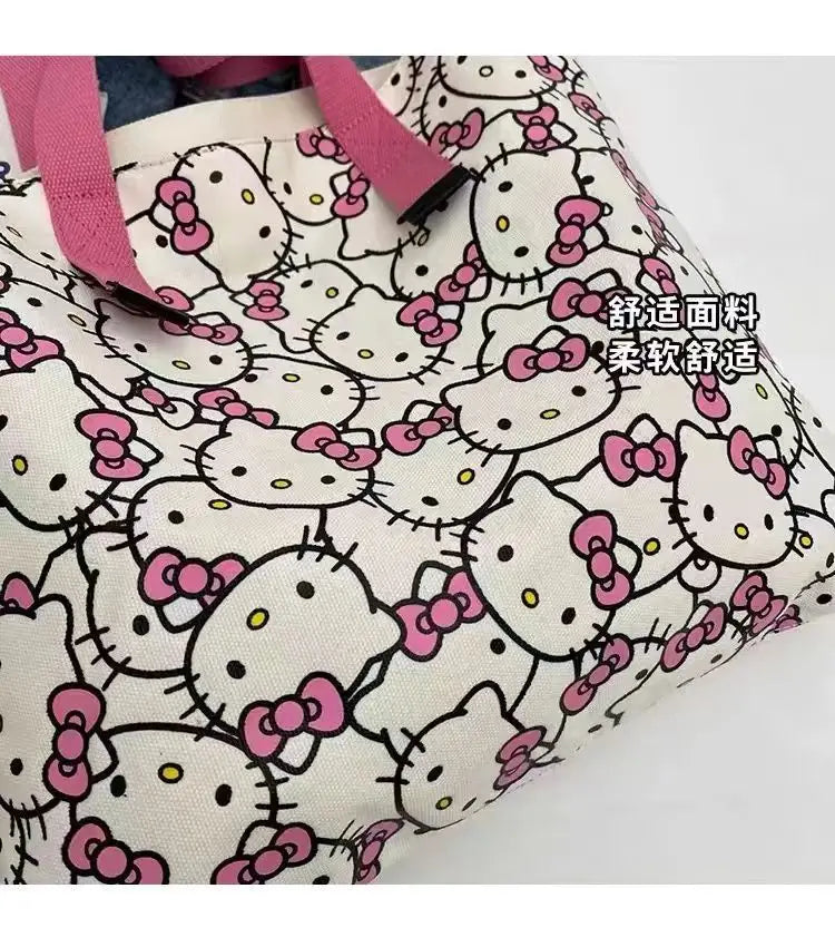 Hello Kitty Lunch Bag, Anime Sanrio Canvas Handbags, Kawaii Water Cup Bag, Saco de armazenamento pequeno bonito, Presente Bentob