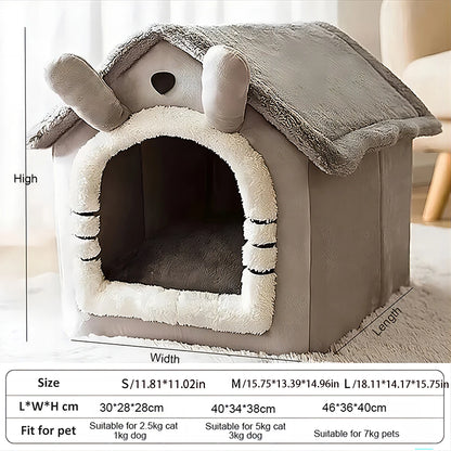 Indoor Warm Dog House Soft Pet Bed Tent House Dog Kennel Cat Bed with Removable Cushion Suitable for Small Medium Large Pets