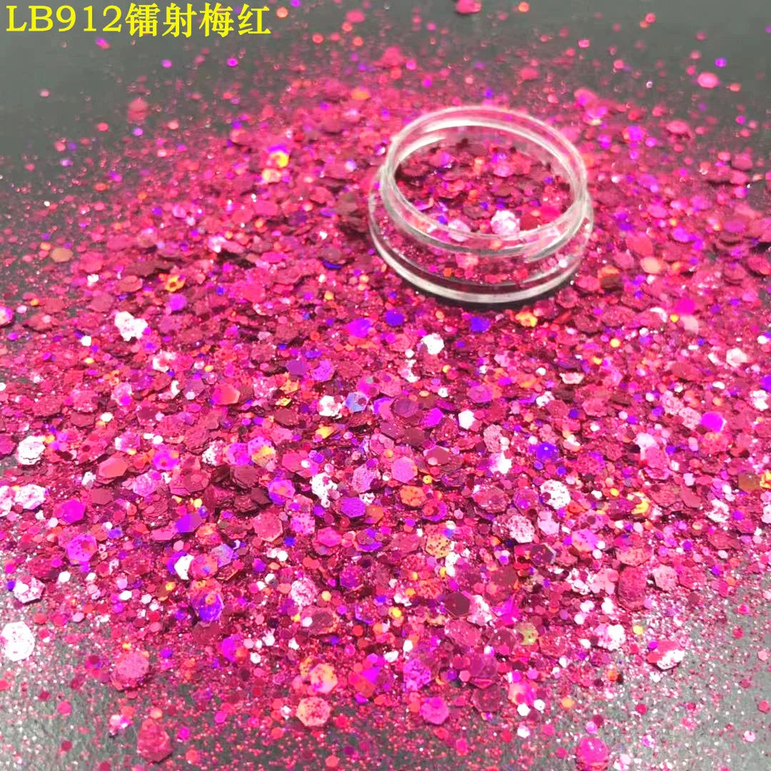 24 Colors Holographic Chunky Glitter 24 Colors Total Laser Nail Glitter Flakes Chunky Holographic Laser Nail Glitter