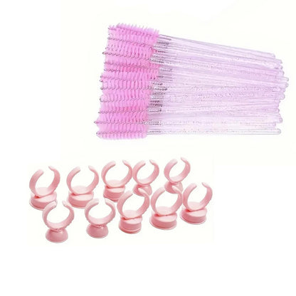 50pcs crystal lash brushes 100pcs nano cotton swabs 4pcs adhesive tape 100pcs ring cups 20pcs  Eye stickers Makeup Tool Set