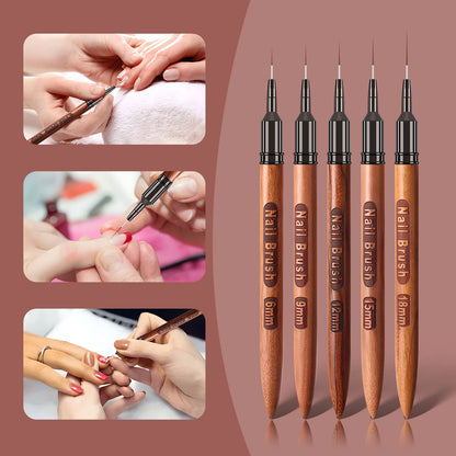 Nail Art Liner Brushes Set Elongated Lines Striping Drawing UV Gel Painting Nail Design Pen Professional Manicure Tool