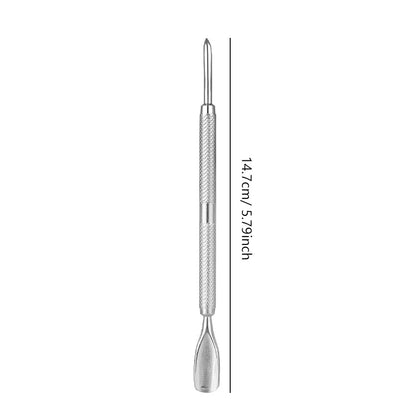 Stainless Steel Cuticle Pusher, Double-Ended Manicure Tools, Dead Skin Remover, Pedicure Care, 1Pc