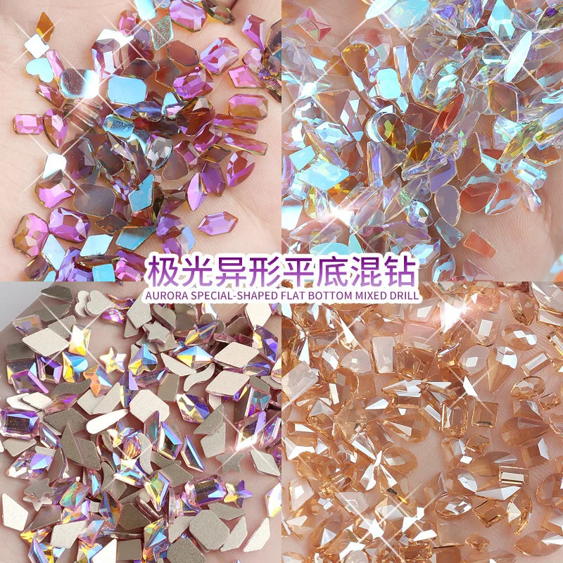 Nail Art Ice Clear Stone Mix Ice Stone Mix 100pcs Gel Nail Ingredients Large Capacity Pack 100PCS Clear Ice Mix Stone