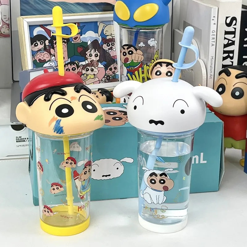 2024 New Crayon Shin Chan Straw Cup Tritan Material Phooey Kawaii Cup Quality Food Grade Convenient Leak Proof Kid Birthday Gift