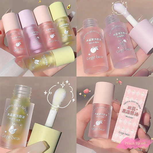 Crystal Jelly Lip Oil Hydrating Plumping Lip Coat For Lipstick Lipgloss Tinted Clear Lip Plumper Serum Lip Care Fruit Lip Balm