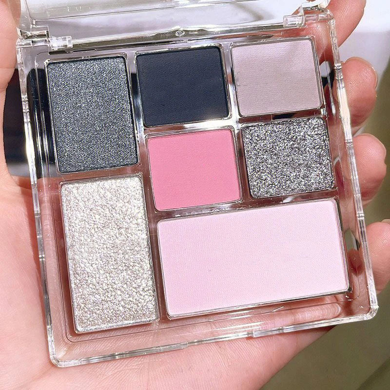 Pink Black Color Shimmer Eyeshadow Palette Glitter Sequins Shiny Eye Shadow Eye Pigments Millennial Style Girls Makeup Pallete