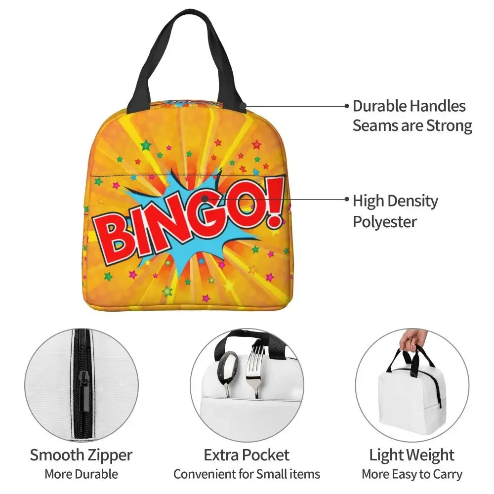 Hot Game Bingo Lunch Bag Leakproof Cooler Thermal Insulated Lunch Box For Women Kids School Beach Camping Travel Food Tote Bags