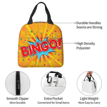 Hot Game Bingo Lunch Bag Leakproof Cooler Thermal Insulated Lunch Box For Women Kids School Beach Camping Travel Food Tote Bags