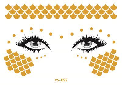 1pc Golden Face Temporary Tattoo Waterproof Blocked Freckle Stickers Eye Makeup Decal Bronzing Music Festival Wholesale 2023 New