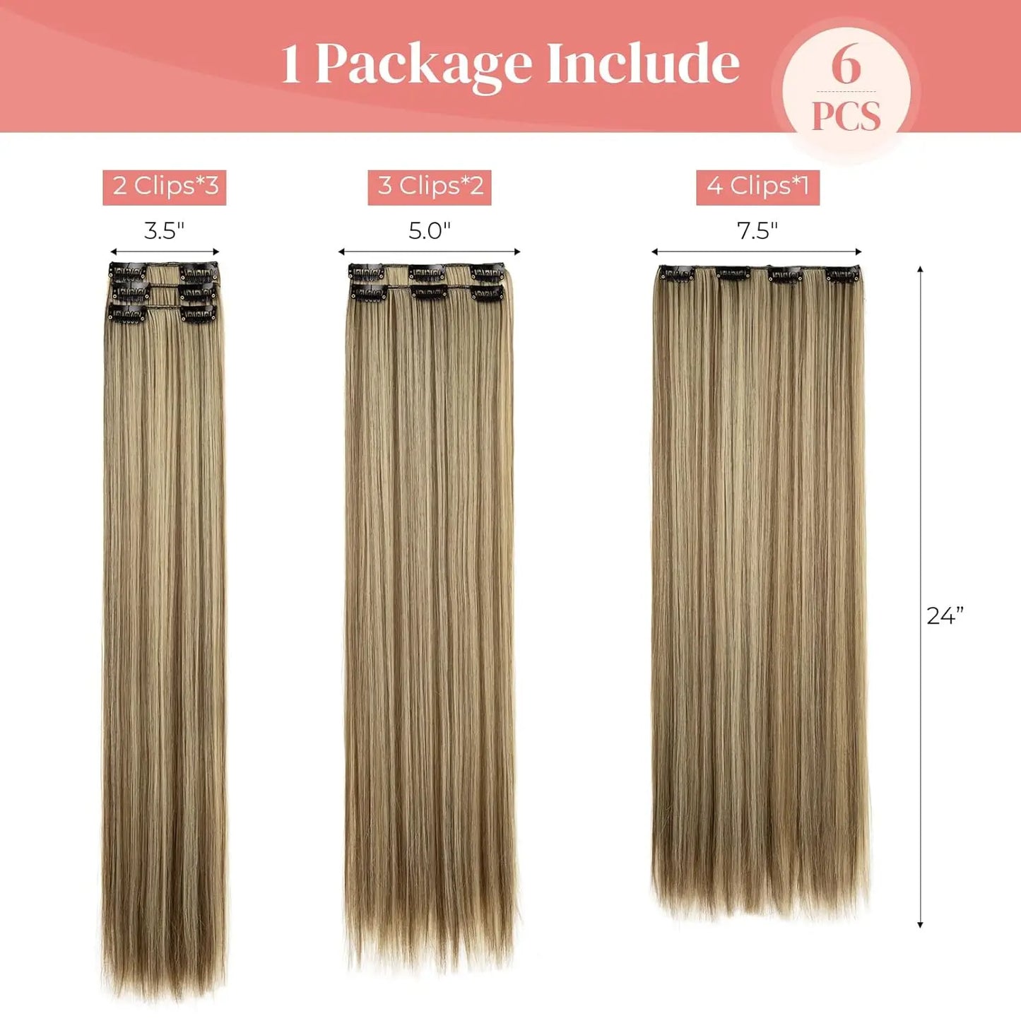 Clip In Hair Extensions Hair Extensions Thick Long Lace Weft Lightweight Synthetic Hairpieces For Women