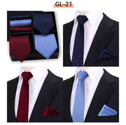 Luxury Men's Tie 3 Sets In Gift Box Paisley Striped Necktie Handkerchief For Men Gravata Wedding Formal Clothing Accessories