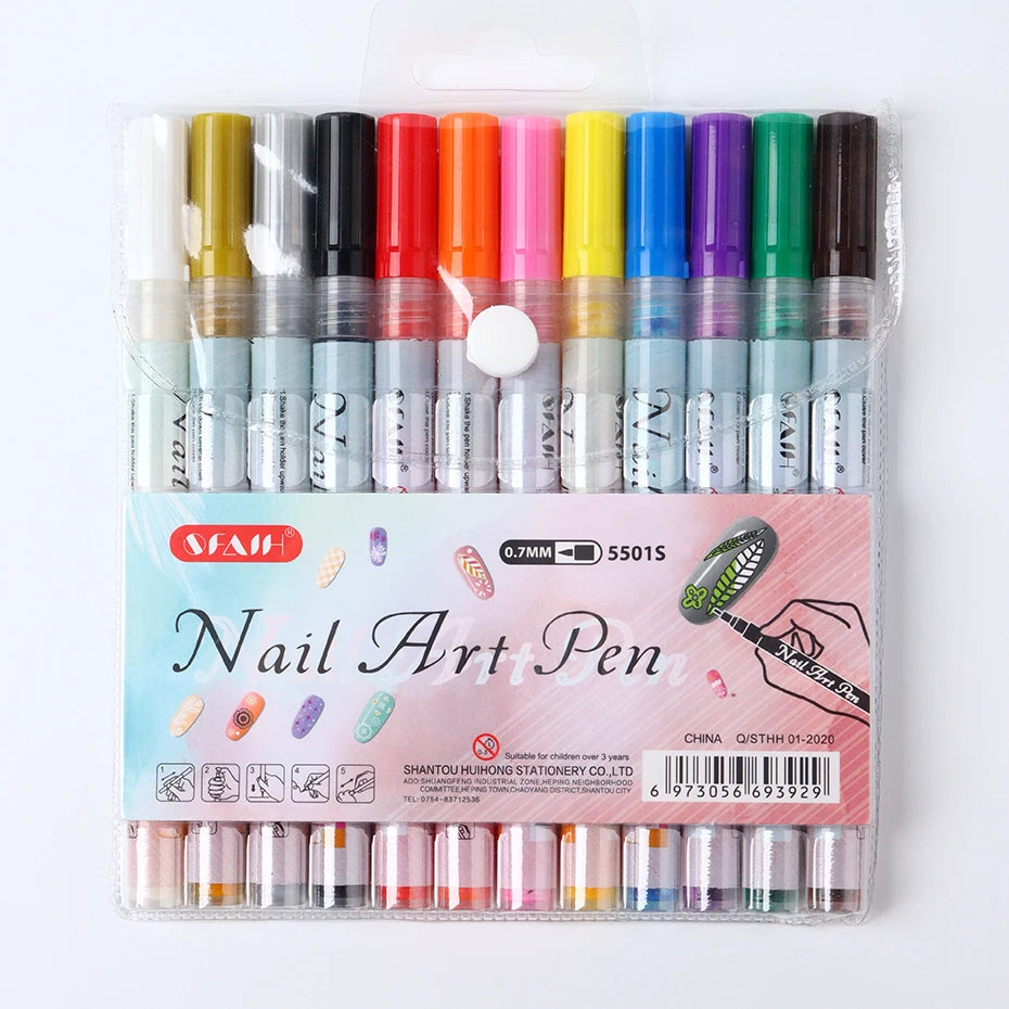 Nail Art Pen Set Drawing Graffiti Gel Pencil Plastic Waterproof Painting Liner Brush White Marker Pen Nail Manicure Decoration T