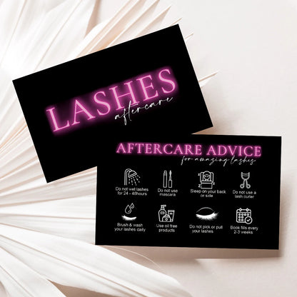 50pcs Black Eyelash Aftercare Card  Beauty Studio Membership Loyalty Cards Lash Extension After Sale Card Paper Business Card