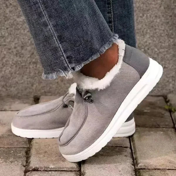 Women Warm Loafers Winter New Plush Ankle Snow Boots Flats Female Casual Cotton Shoes Ladies Solid Round Toe Sports Shoes