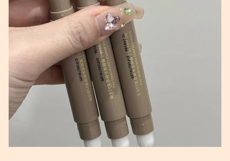 Nose Shadow Bronzers Contouring Makeup Pen Natural Grey Brown Three-dimensional Face Matte Shadow Cream Contour With Brush