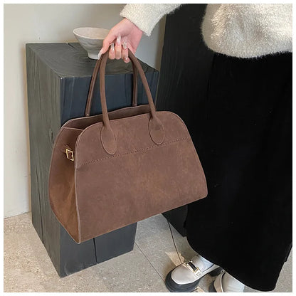 Ladies' Top-handle Bag High-end Feel Niche Design Large Capacity Vintage Commute Handbag For Autumn/winter Season