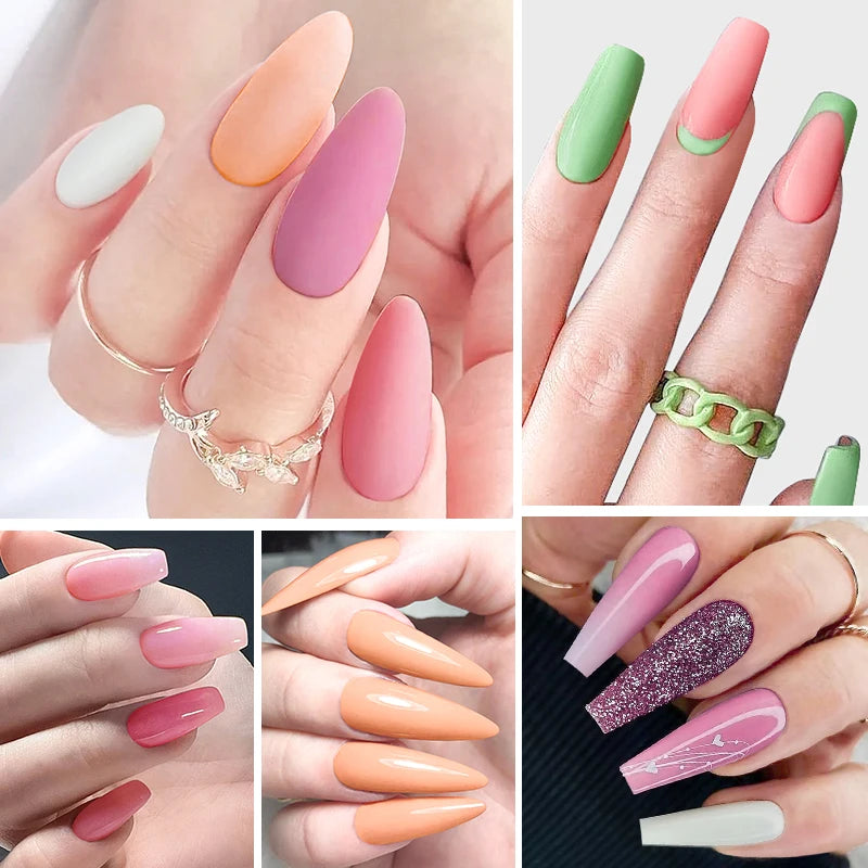 6Pcs Nude Pink Gel Nail Polish Set Winter Colors Glitter Semi Permanent Varnish Soak Off UV LED Gel Manicure Nail Art Gel Kits