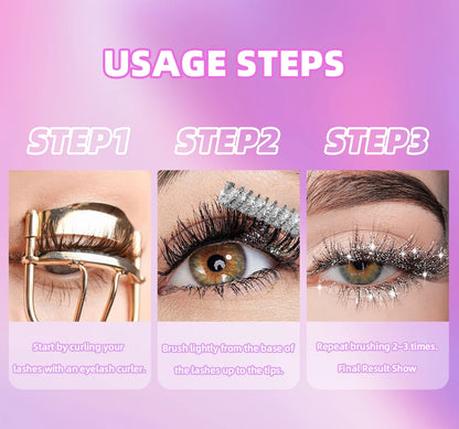 Violet Glitter Lash Mascara Diamond Mascara Thick Shiny Eyelash Curling Extension Makeup Waterproof Fast Dry Sequins Eye Black